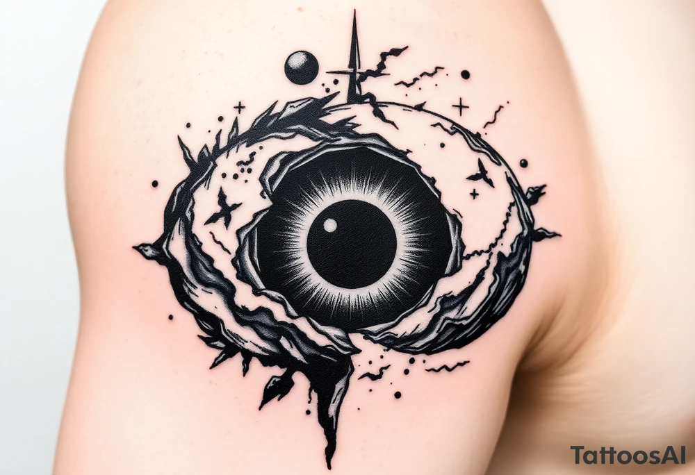 2 different worlds on both sides of a black hole tattoo idea
