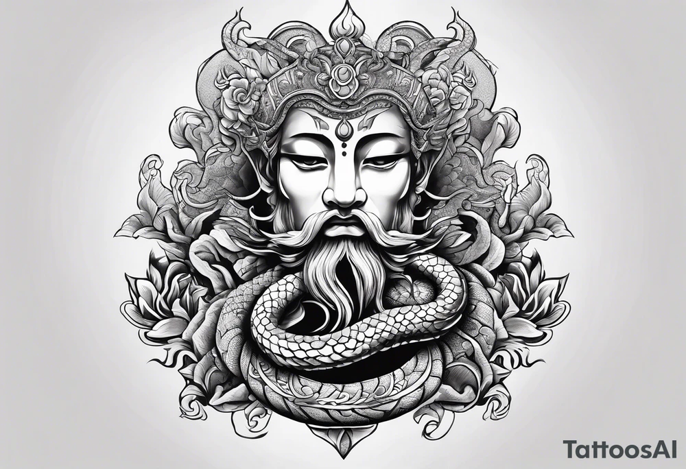 Almighty God cutting off the serpent head off tattoo idea