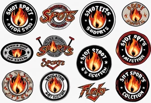 hockey puck with flames on it's side that says "SHOT SPORTS" tattoo idea
