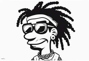 Black Bart Simpson with dreadlocks rapper tattoo idea