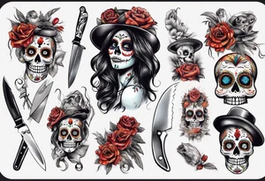La catrina, cooking, day of the dead, knives, skull tattoo idea