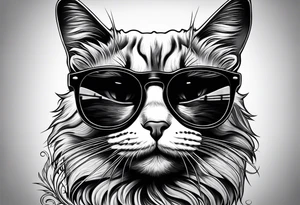 cat with sunglass tattoo idea