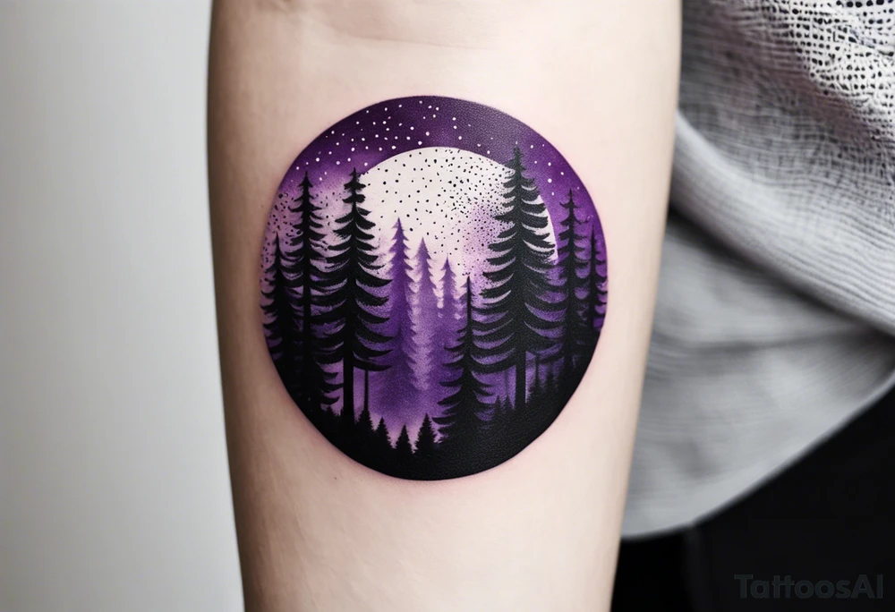 forest, abstract, on hand, no people, purple and black tattoo idea