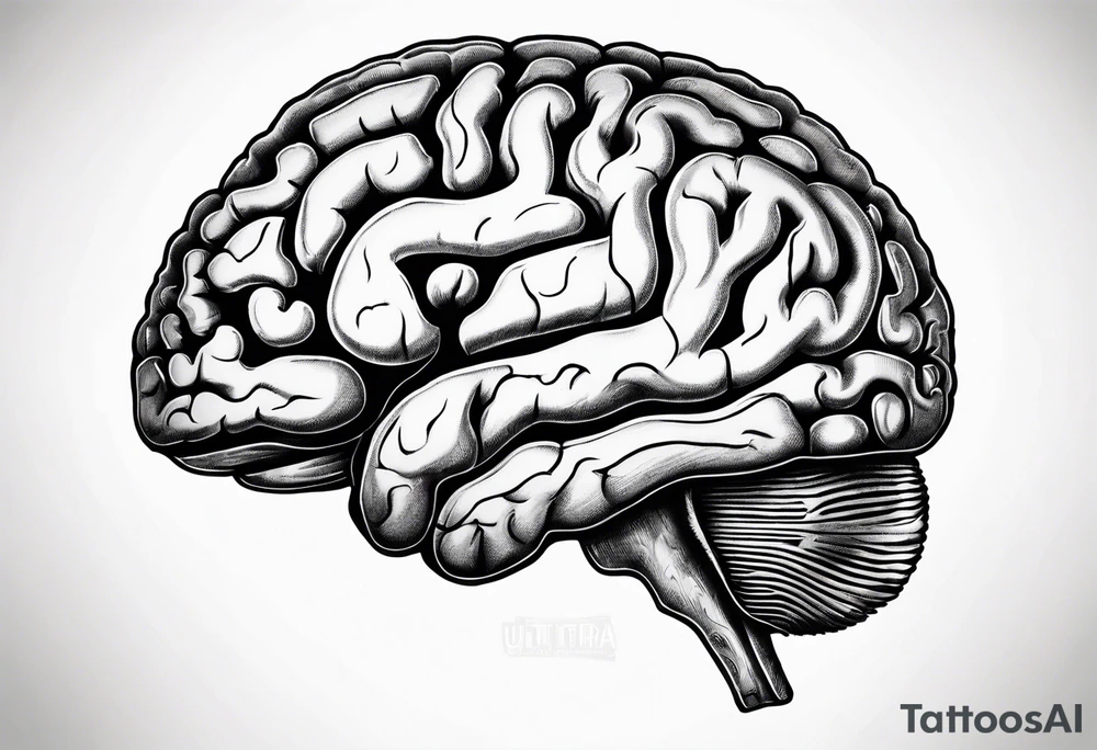 Anatomical brain in media sagittal section tattoo idea