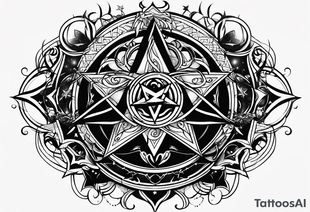 Pentagram eclipse dark tattoo idea