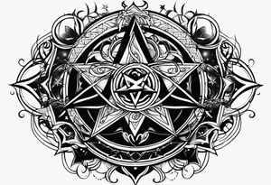 Pentagram eclipse dark tattoo idea