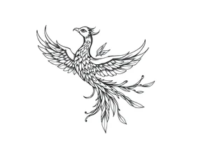 magnificent phoenix rising from golden flames with trailing embers tattoo idea