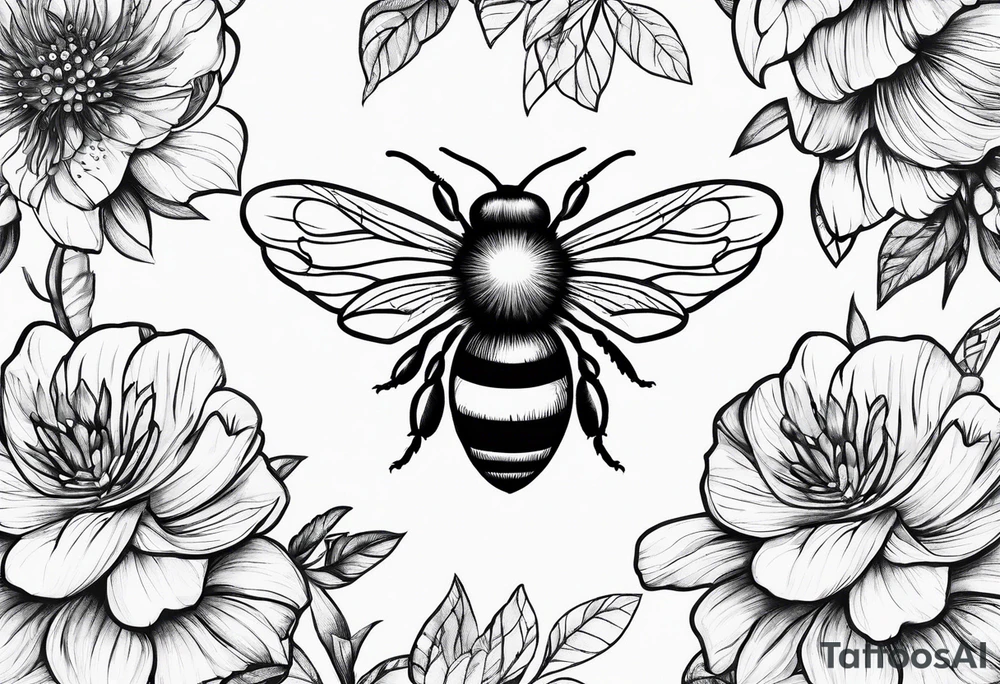 sketch of simple bee tattoo idea