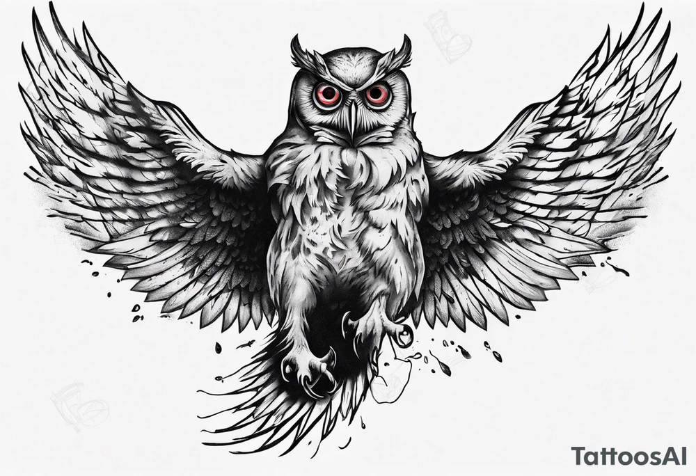 Demonic Owl Flying Attack. tattoo idea