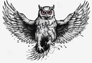 Demonic Owl Flying Attack. tattoo idea