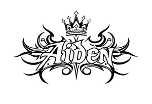 The name Aiden with a kings crown above the A tattoo idea