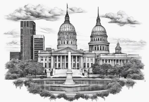 saint louis capital skyline sleeve with cardinals tattoo idea