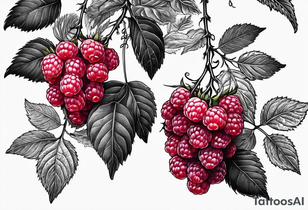 a thick long raspberry branch that is hanging upside down tattoo idea