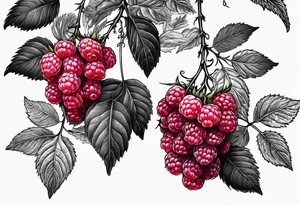a thick long raspberry branch that is hanging upside down tattoo idea