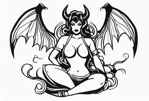 demon pinup full body tattoo idea