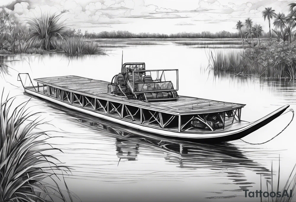 Arm sleeve airboat driving through the Everglades tattoo idea