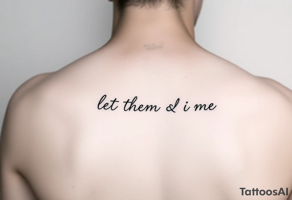 Small Fine line dainty cursive tattoo with the saying “let them & let me” on back tattoo idea