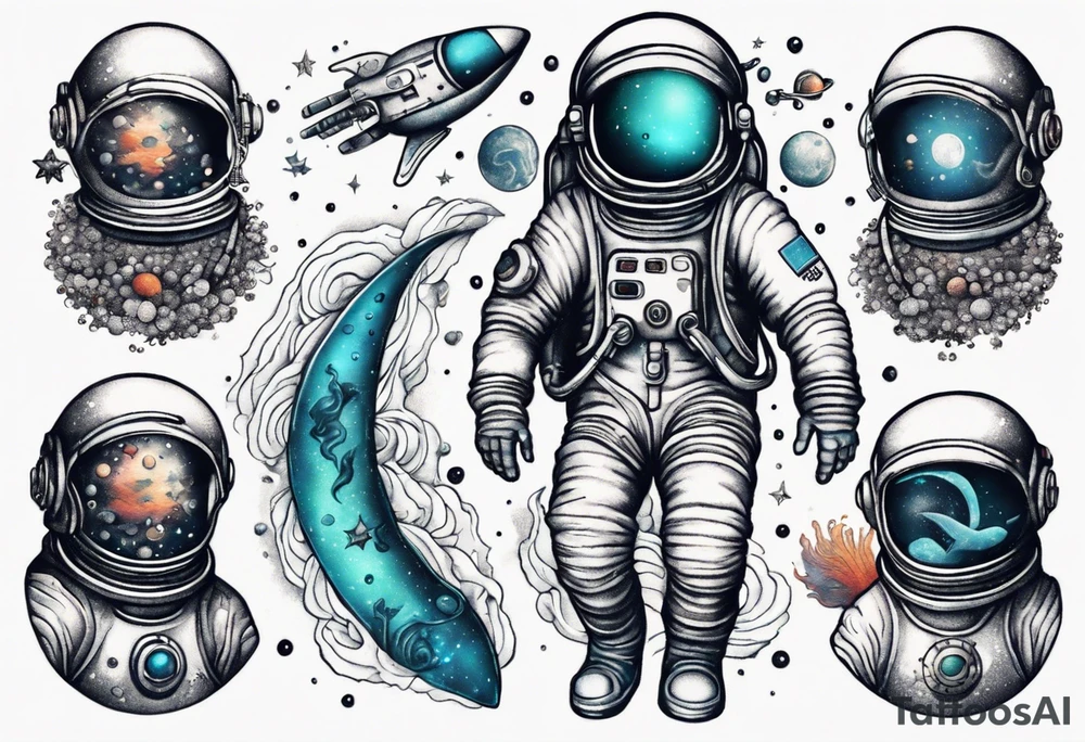 astronaut in the ocean tattoo idea