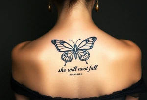 "God is within her; she will not fall" Psalms 46:5 with a butterfly tattoo idea