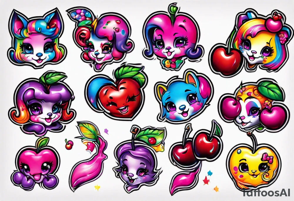 Lisa frank cherry character tattoo idea