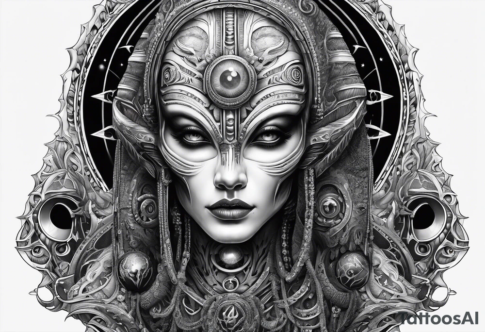 Alien, moon phases, 666 tattoo idea