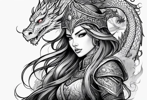 warriors princess with dragon partner tattoo idea