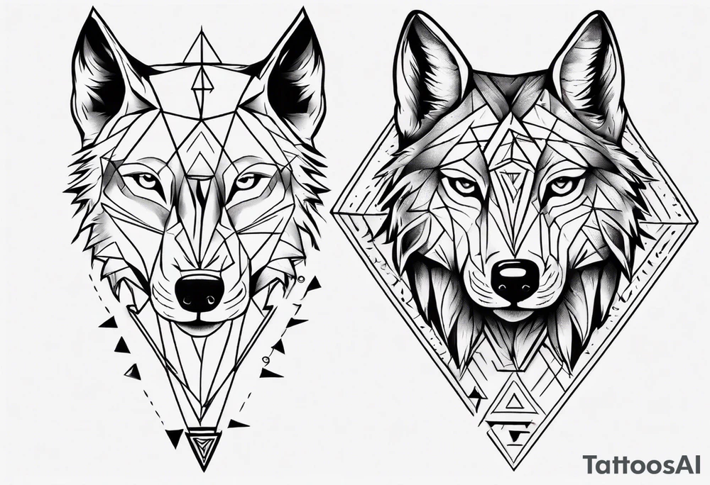 wolf head with triangle on forehead tattoo idea