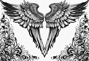 angel wings with names tattoo idea