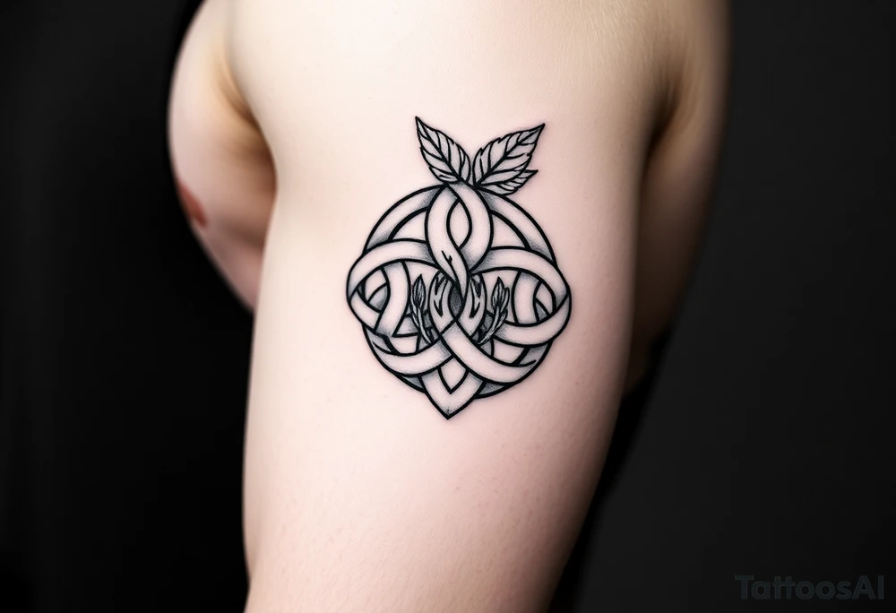 Celtic knot infused with nature tattoo idea