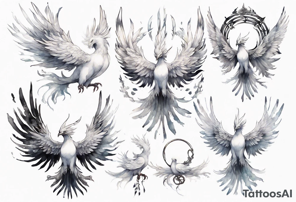 a white phoenix wearing an iron circlet tattoo idea