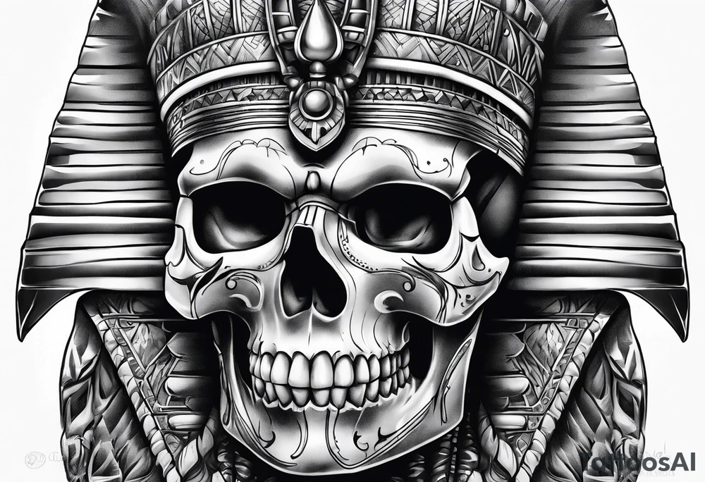 pharaoh skull realistic tattoo idea