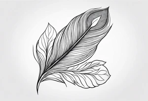 Fineline peacock feather with hibiscus flowers tattoo idea