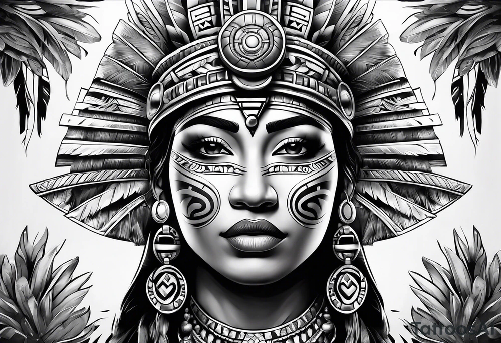 Aztec portrait tattoo idea