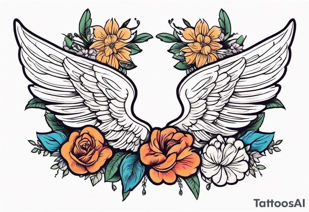 angel wings
old school vintage simple traditional design surrounded by vintage flowers


bold color simple tattoo idea
