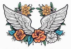angel wings
old school vintage simple traditional design surrounded by vintage flowers


bold color simple tattoo idea