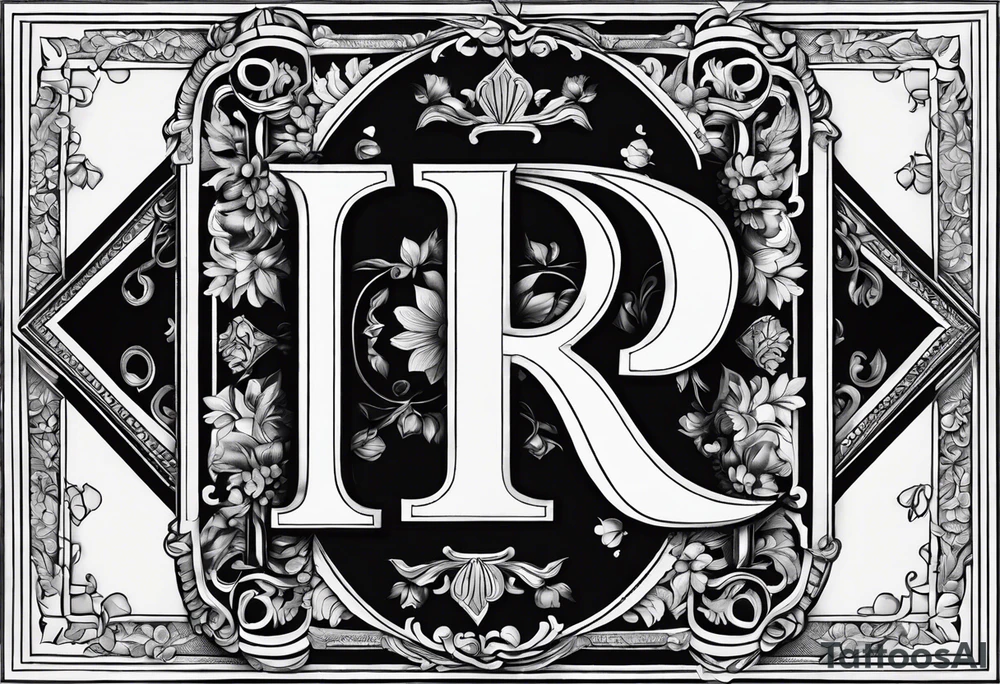 a square with the letter R and number 14 in it tattoo idea