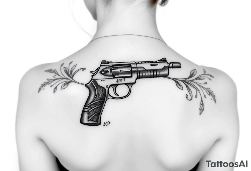 Sbake wrapped around machine gun pointing up tattoo idea