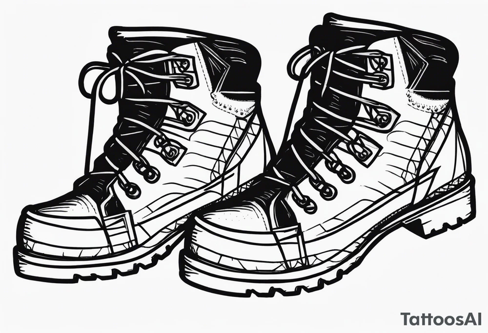 Hiking boots with mountains tattoo idea