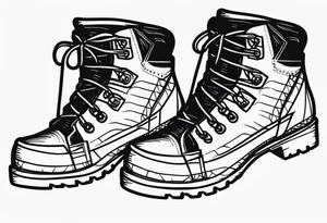 Hiking boots with mountains tattoo idea