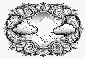 clouds jacobean swirl frame vignette tattoo idea