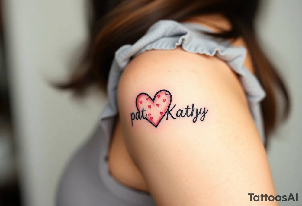 Names pat and Kathy made into a heart tattoo idea