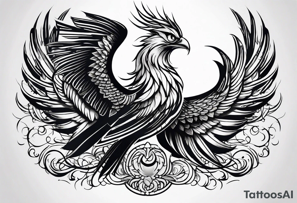 Phoenix with ink, horizontal on forearm tattoo idea