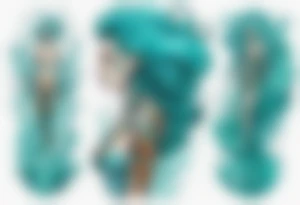 a tall woman made of water with turquoise hair surrounded by the ocean tattoo idea