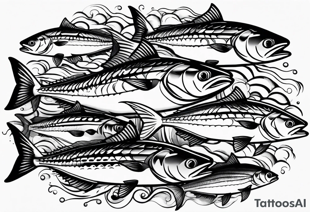 Shoal of mackerel in the ocean tattoo idea