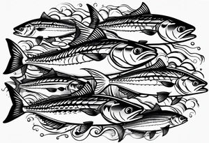 Shoal of mackerel in the ocean tattoo idea