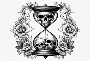 hour glass with skulls in the bottom with a broken bottom glass with the sand spilling out tattoo idea