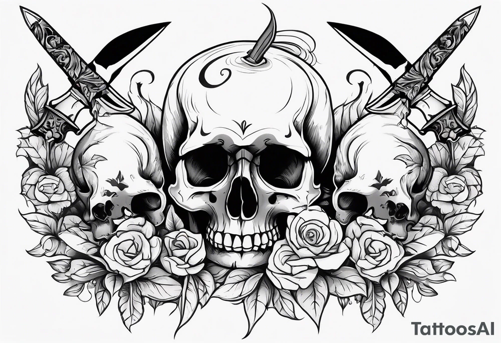 Skulls and dagger tattoo idea