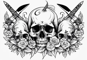Skulls and dagger tattoo idea