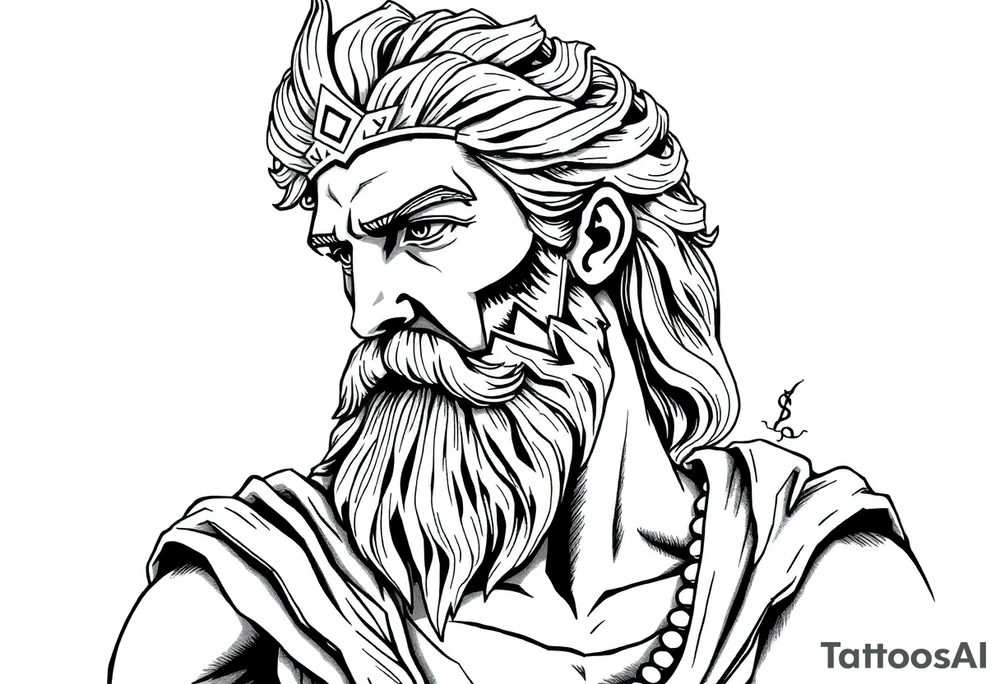 GREEK GOD LOOKING OVER HIS EMPIRE tattoo idea