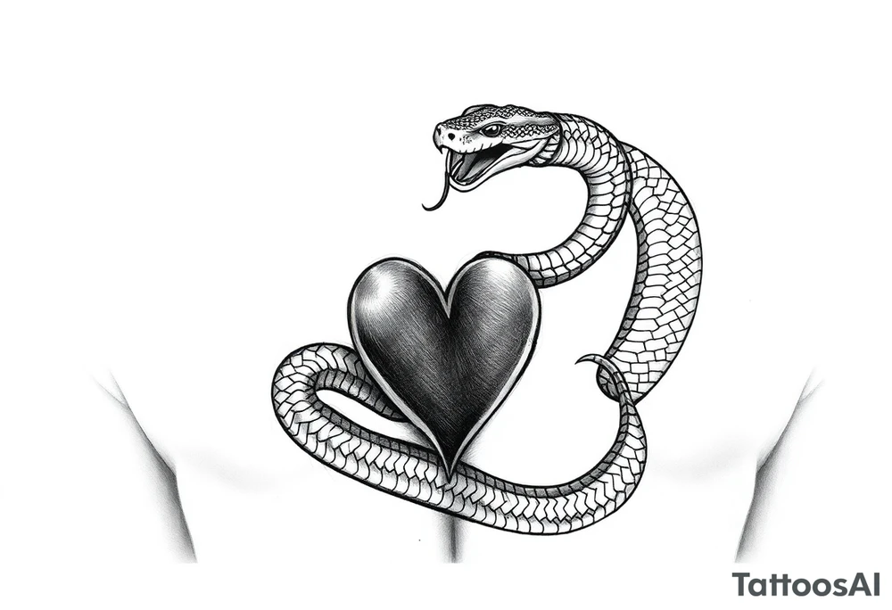 Can you give an example of a snake tattoo that wraps around the elbow and ends on the forearm on the ulnar side? With the words jealous, shame, and black heart subtly incorporated. tattoo idea